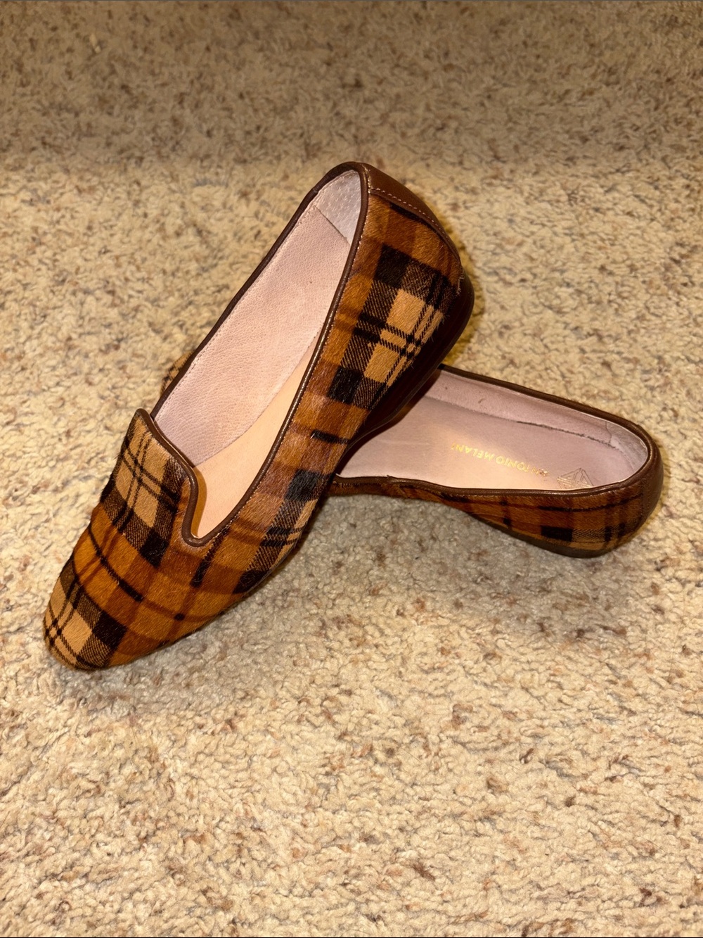 Antonio Melani Larrah Plaid Print Calf Hair Dress Loafers